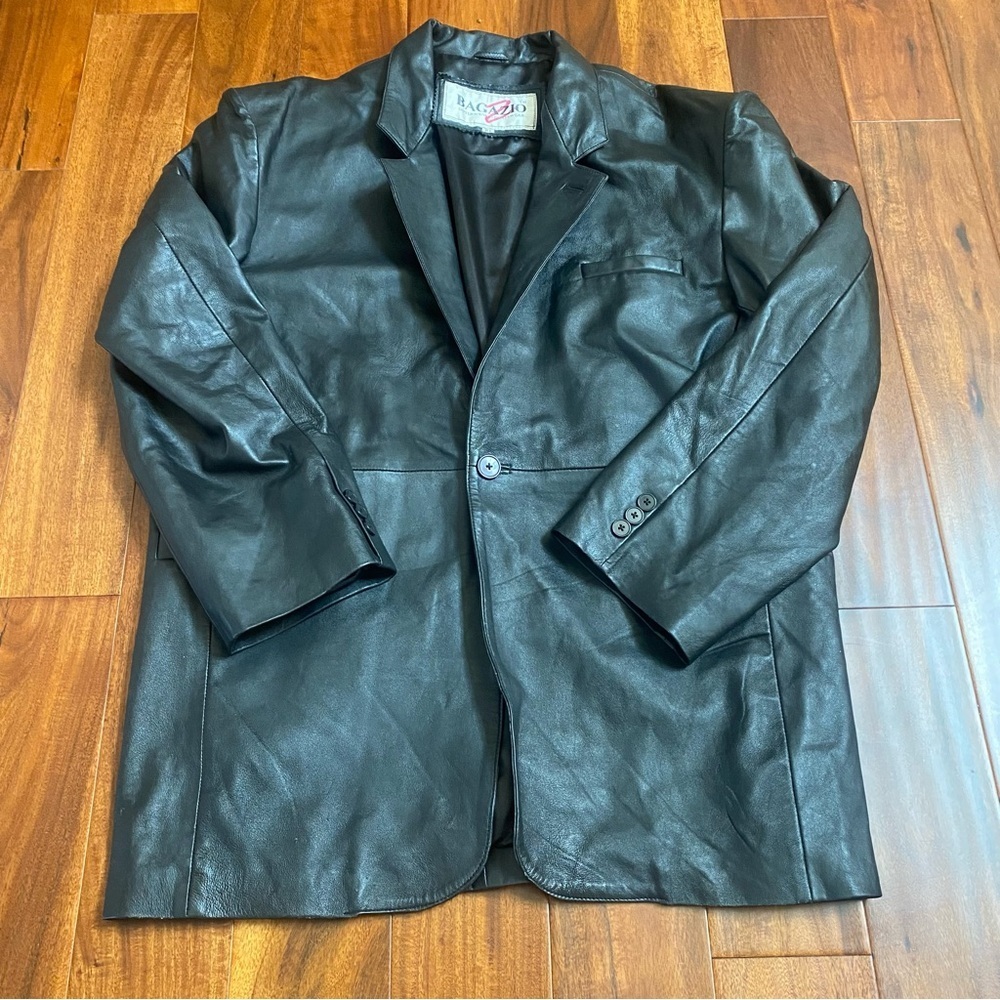 Bagazio Genuine Leather Black Jacket Outerwear Sportswear Mens Size XL